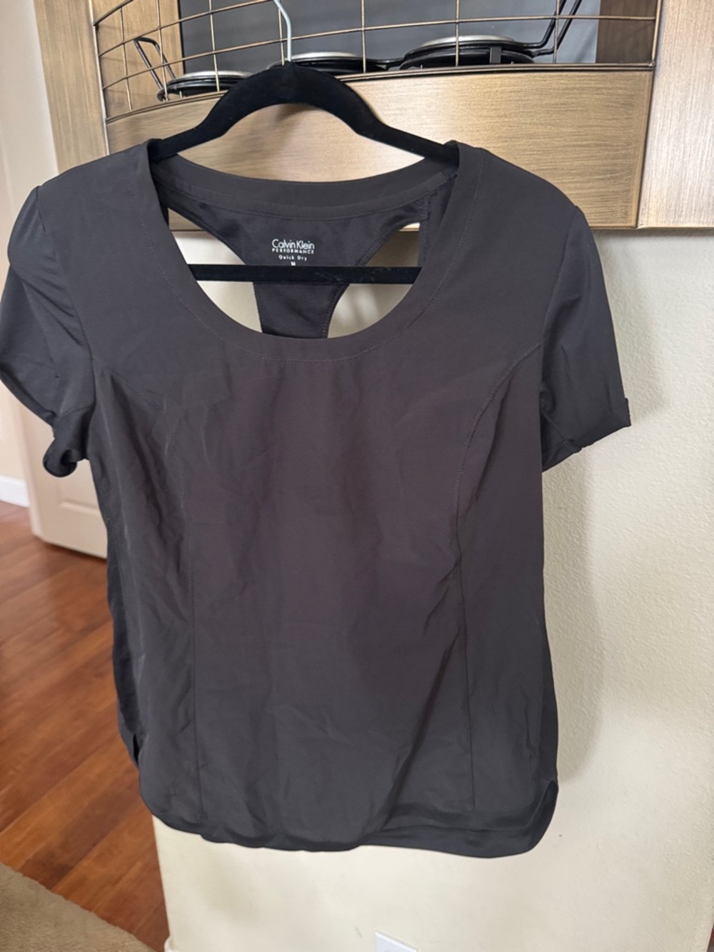 Calvin Klein Black Short Sleeve Scoop-Back Tee